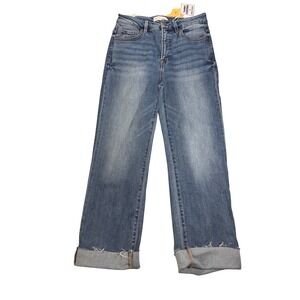 NEW Risen Los Angeles Jeans Womens Size 11/30 Medium Wash Cuffed Hem Denim Pants
